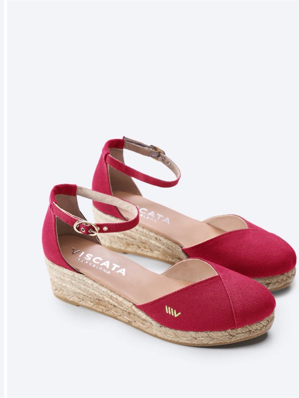 Viscata Barcelona Red Ankle-Strap Espadrilles